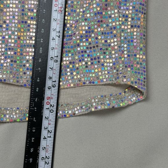 Ginger G Sequin Top Sz S Silver Metallic Rave Club Disco Glitter NYE Maximalism - Picture 8 of 9